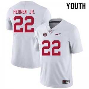 NCAA Youth Alabama Crimson Tide #22 Chris Herren Jr. Stitched College 2021 Nike Authentic White Football Jersey CK17M68LK